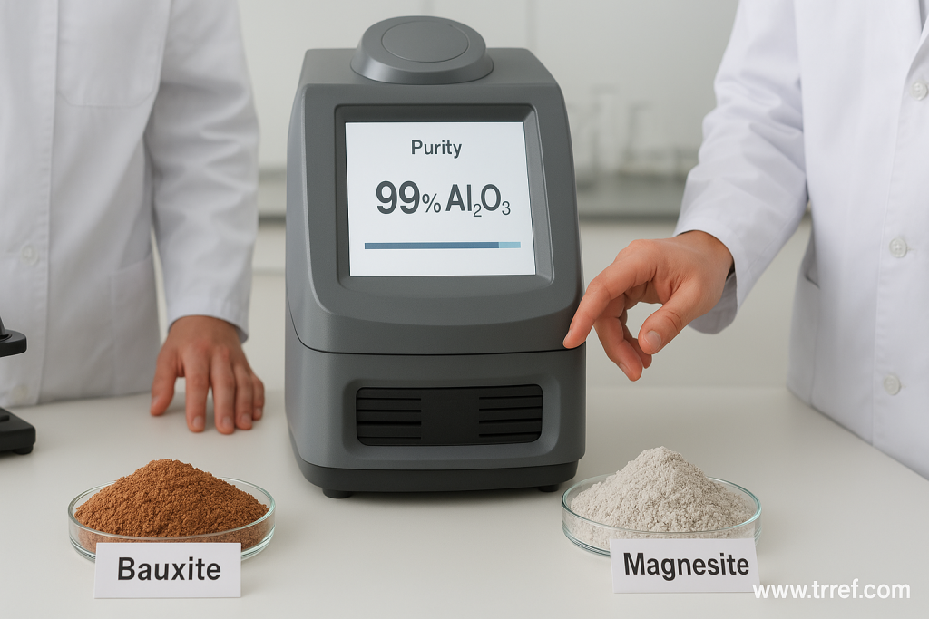 تصویر: آنالیز خلوص مواد اولیه نسوز با دستگاه XRF در آزمایشگاه فرآورده‌های نسوز تبریز